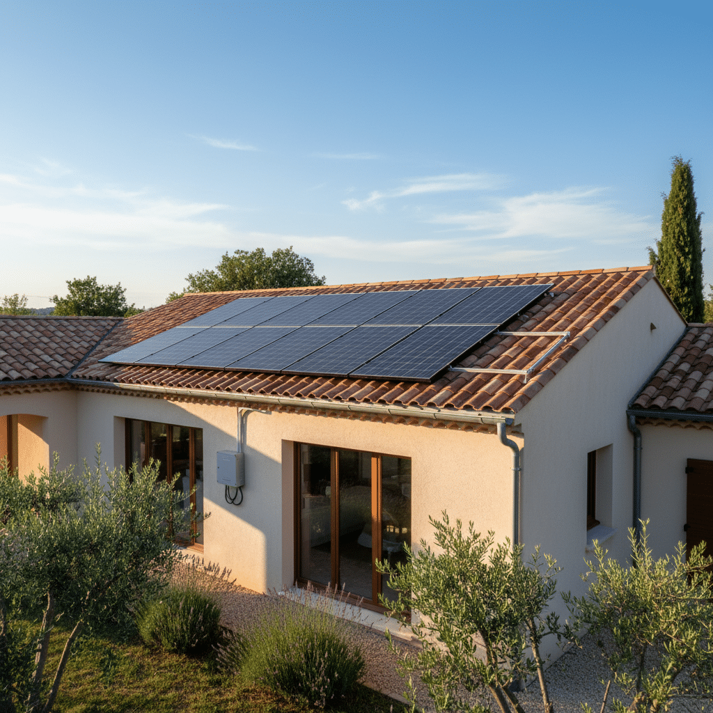 Installation de panneaux solaires photovoltaïques sur toiture de maison par KHELIOS à Alès et tout autour de Salon-de-Provence.